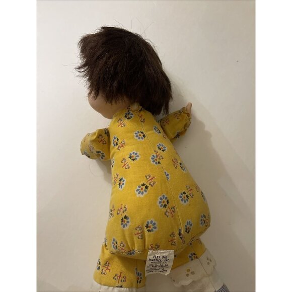 Vtg Play Pal Plastics 14in Toddler Doll Rooted Hair Plush rare Find Playpal - Picture 5 of 9